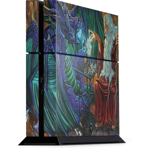 Dragon and Wizard Playing Chess by Ed Beard Jr PlayStation PS4 Skins